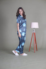 Smarty Pants Women's Silk Satin Blue Color Dolphin Print Night Suit