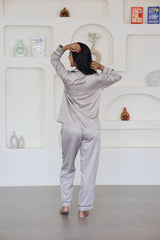 Smarty Pants Women's Silk Satin Chocolate Color Night Suit